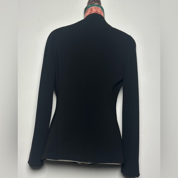 DONNA KARAN NEW YORK BLACK CROPPED TUXEDO SUIT BLAZER JACKETED 10 M/L - Picture 5 of 5